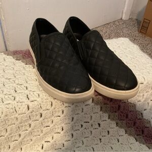 Steve Madden Black Quilted Slip-On Sneakers with Cream Sole